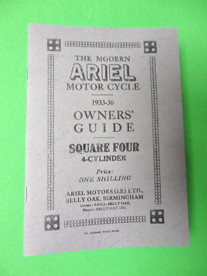 Ariel Square four, Owners´Guide, Handbuch  1933-1936