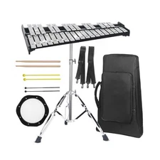 Professional 32 Note Glockenspiel Xylophone Bell Kit，Muted Practice Pad P