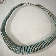 Blue & Green Beaded Necklace Silver Ball/Bead...