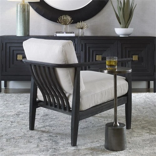 Uttermost Brunei Contemporary Fabric and Oak Wood Accent Chair in Espresso - Picture 9 of 10