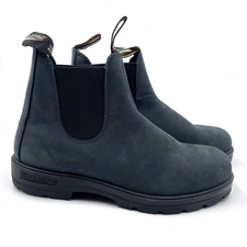 Blundstone 1604 Chelsea Boots Navy Blue Leather Pull On Men Sz 9 US / 8 AU