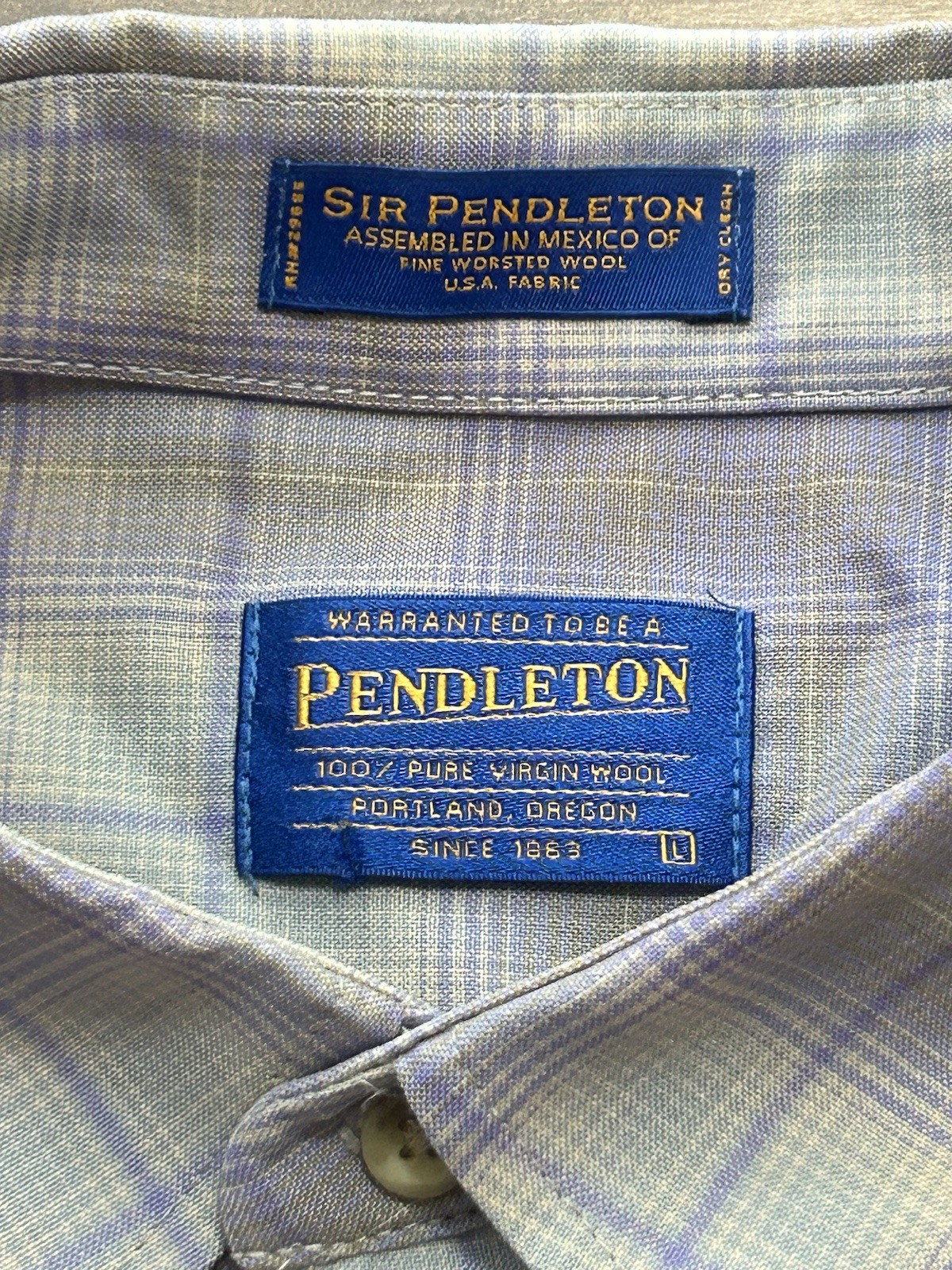 Pendleton LARGE Lavender Gray Western Plaid Butto… - image 2