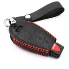 5 Buttons Black Leather For Dodge Challenger Charger IYZ-C01C Key Cover Fob Case