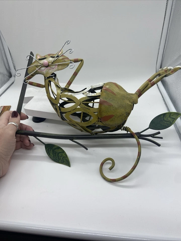Wind & Weather Cat On A Branch Metal Yard Sculpture Vintage Garden Fall Colors - Image 3 of 4