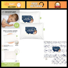 Soft Organic Cotton Toddler Pillows 2-Pack with Pillowcases - 13x18 Kids Sleep P