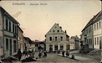 Ak Schkeuditz in Sachsen, Leipziger Straße, Geschäftshaus - 3820641