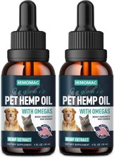 2 PACK Hemp Oil for Dogs  Cats - Hip Joints Support Organic Hemp Oil Drop Help