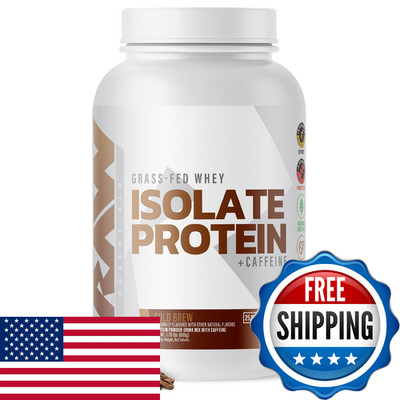 RAW Whey Isolate Protein Powder, Cold Brew - 100% Grass-Fed Sports Nutrition Whe