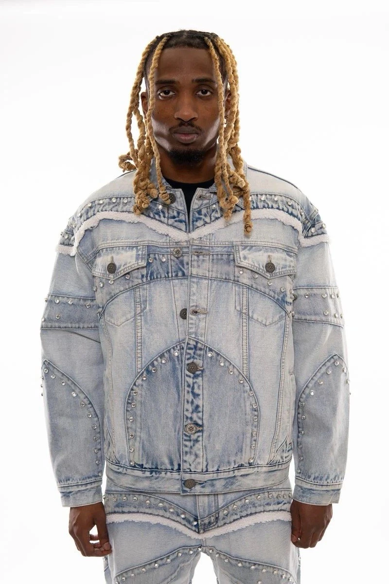 studded denim jacket products for sale | eBay