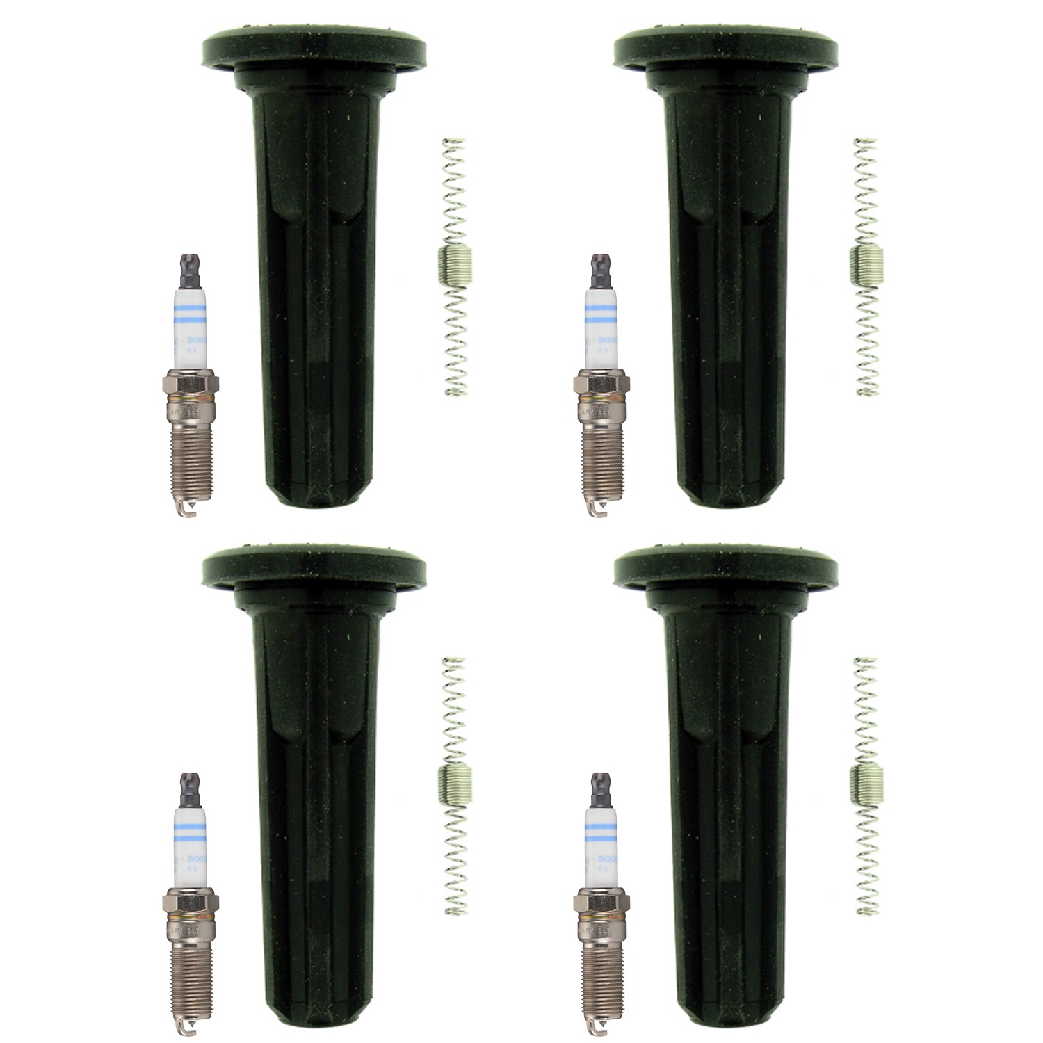 Bosch 4 Double Iridium Spark Plugs  NGK Coil Boot Kit for Colorado i-290 2.9 L4