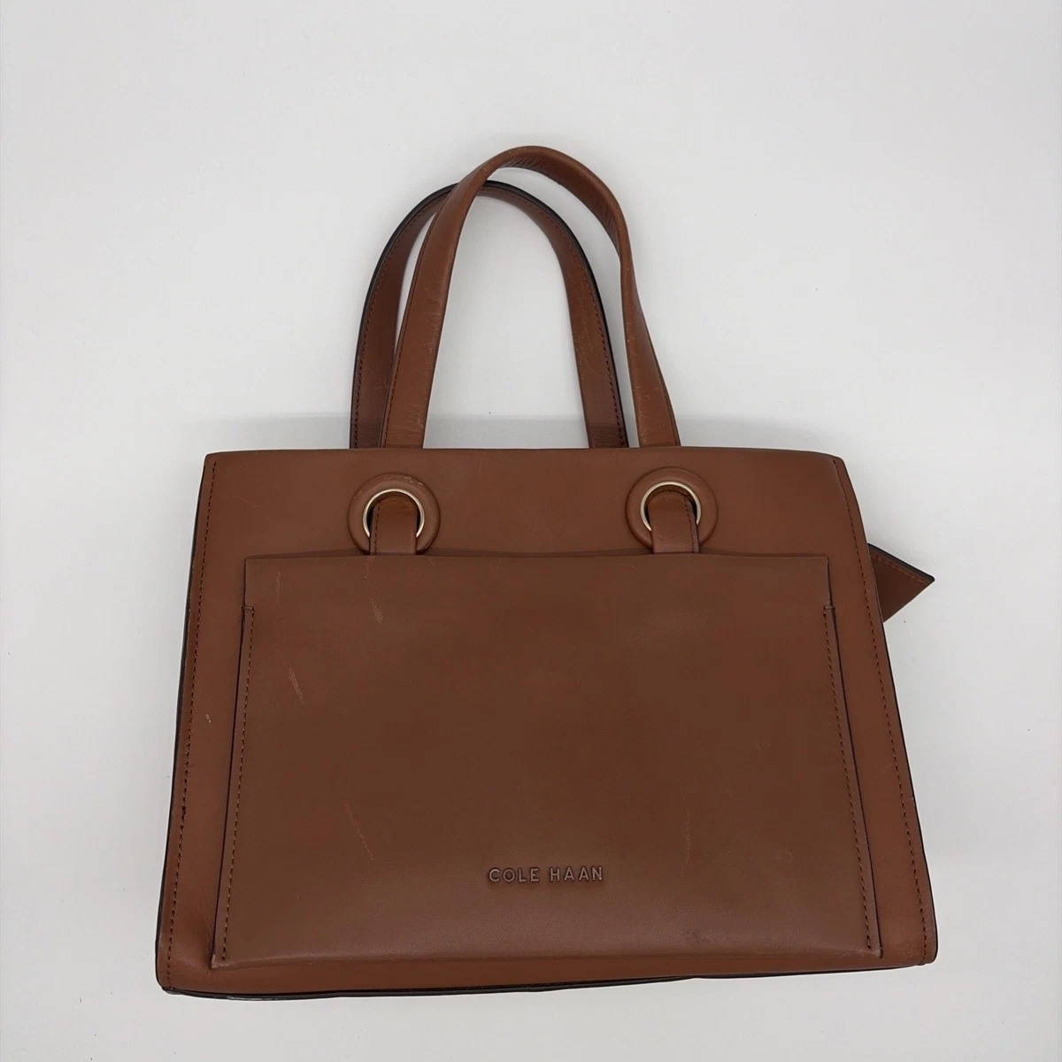 Auth COLE HAAN Iconic ZOE Genuine Leather Satchel Carry All Bag