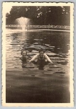 Vtg B W Snapshot Two Women Swimming 1930s