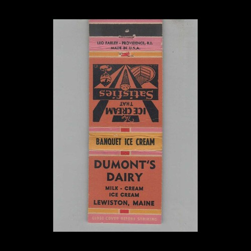 Matchbook Cover Dairy Related Dumont's Dairy Lewiston ME #3