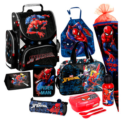 Spiderman 9 Teile Set Schulranzen Ranzen Marvel Schultüte Spider-man Tornister c