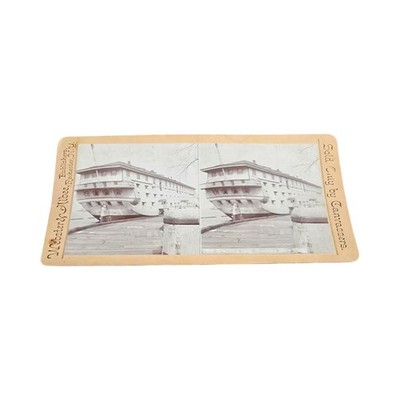Antique Brooklyn Navy Yard Receiving Ship Stereoview NYC Naval Barracks Photo