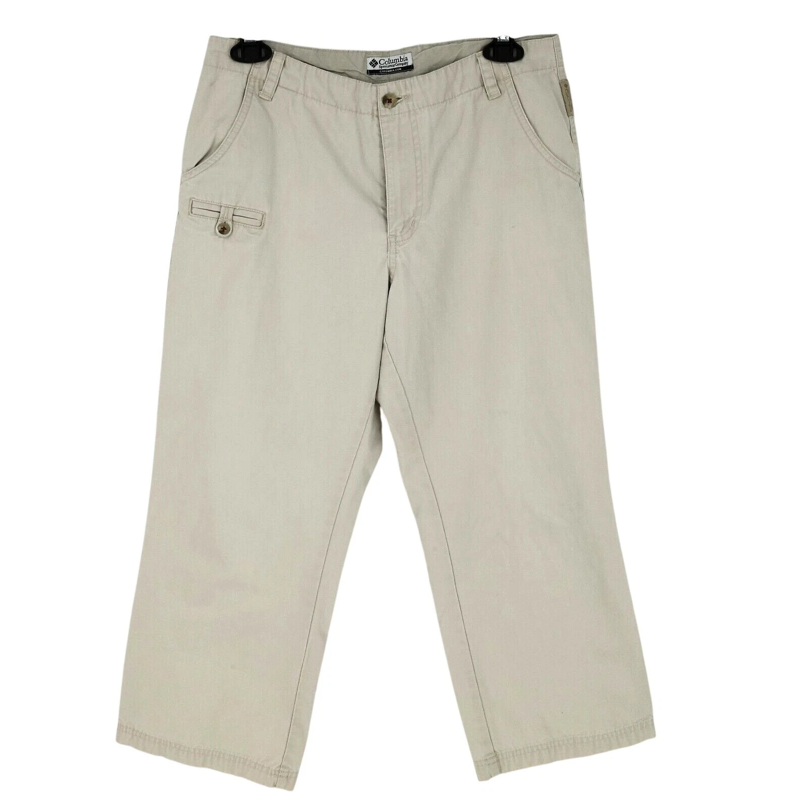Columbia Pants Womens 8 Putty Beige Capri Chinos Straight Logo Crop Gorpcore