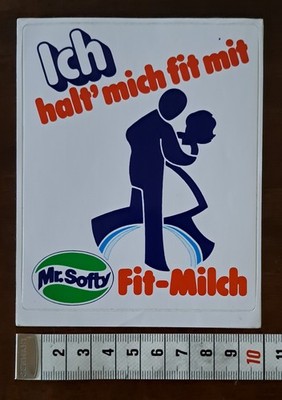 Alter Aufkleber Sticker, Ich halt' mich fit mit Fit-Milch Tanzen Piktogramm 