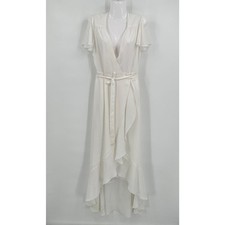 Lulus Womens Fairy Maxi Wrap Dress Size S Bridal Engagement Romantic Minimalist