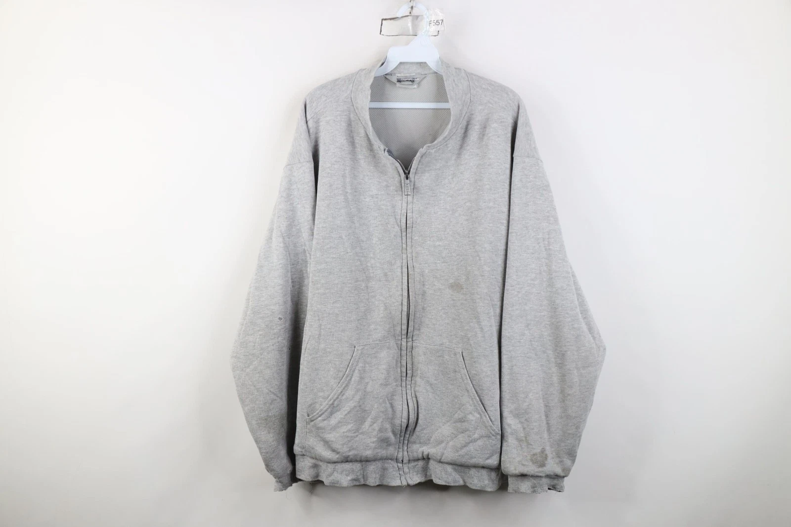 Vintage 90s Streetwear Mens 3XL Thrashed Thermal Lined Sweatshirt Jacket Jac USA