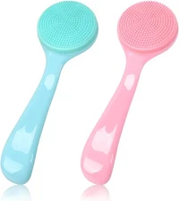 Silicone Manual Facial Cleansing Brush, NADUSEP 2 Pack Skin Pink and Blue 