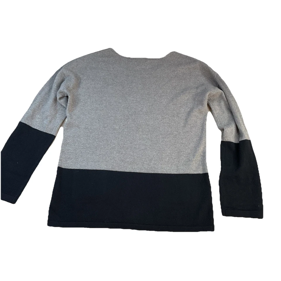 Peck & Peck Cashmere Sweater 2-Ply Cozy 2 Pockets Preppy Color Block Women Sz M - Image 3 of 4