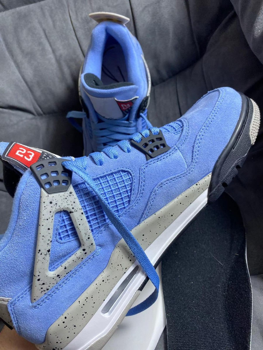 Nike Air Jordan 4 University Blue UNC Suede Sneakers Mens 