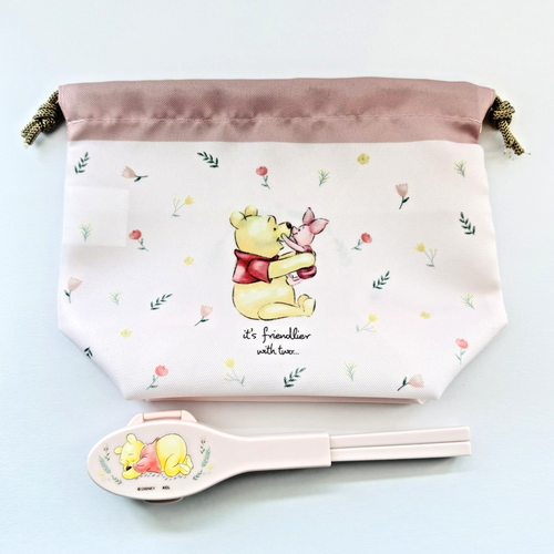 Disney Winnie the Pooh Borsa Pranzo Cucchiaio Bacchette Set Giappone Bento - Foto 1 di 22