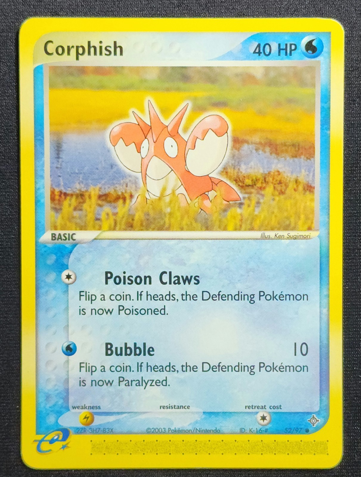 POKEMON CARD EX DRAGON CORPHISH 52/97 Reverse Holo LP