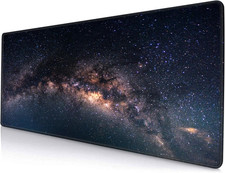 Large Gaming Mouse Pad with Stitched Edges, Galaxy Desk Mat, Extended XL Keyboar