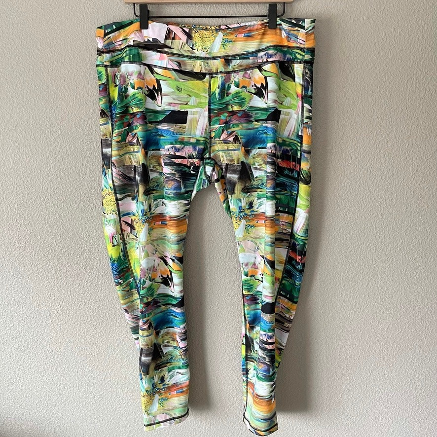 Lucy Active Studio Hatha Activewear Abstract High Rise Legging Plus Size 3X