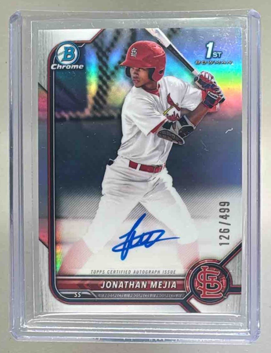 Jonathan Mejia 2022 Bowman Chrome #CPA-JM Refractor Auto 1st RC /499