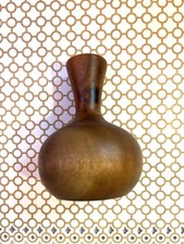 Vintage Minimalist Hand turned Wood Vase Boho Decor Classic Charm Gift 5 Inch