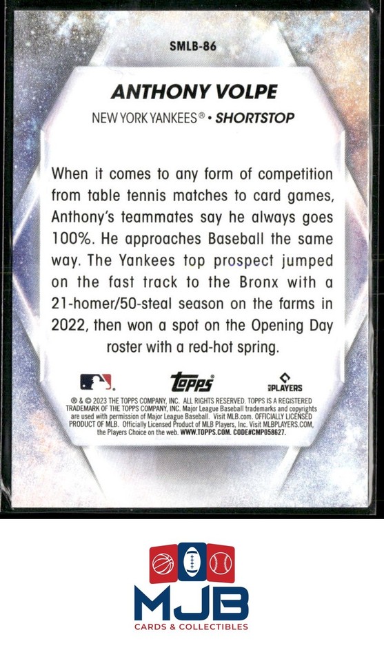 2023 Topps Update Anthony Volpe Stars of MLB RC #SMLB-86 New York ...