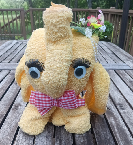 Towel Origami Elephant Yellow Baby Shower Gift