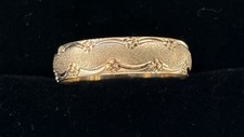 9ct gold flower patten band ring size p