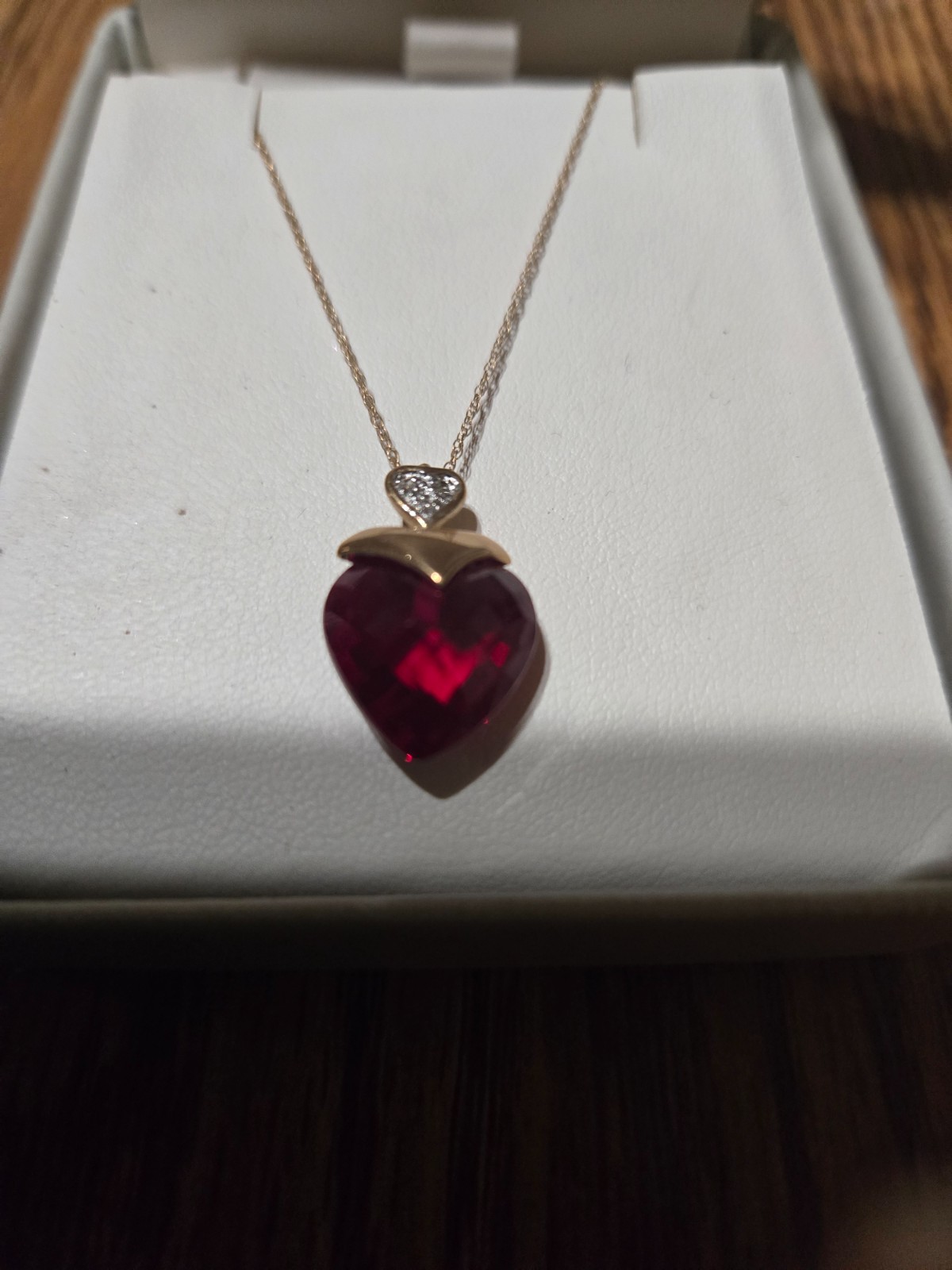 Ruby and Diamond Heart Shape Pendant - image 3