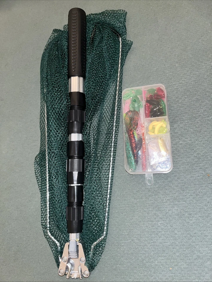 Kescher mit Teleskopstange und Köder