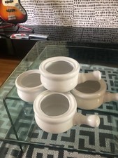 White Soup Bowls With Handles 4 Pieces