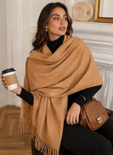 Imitation Cashmere Scarf for Women 79 x 28 in Soft Winter Wrap Shawl Camel