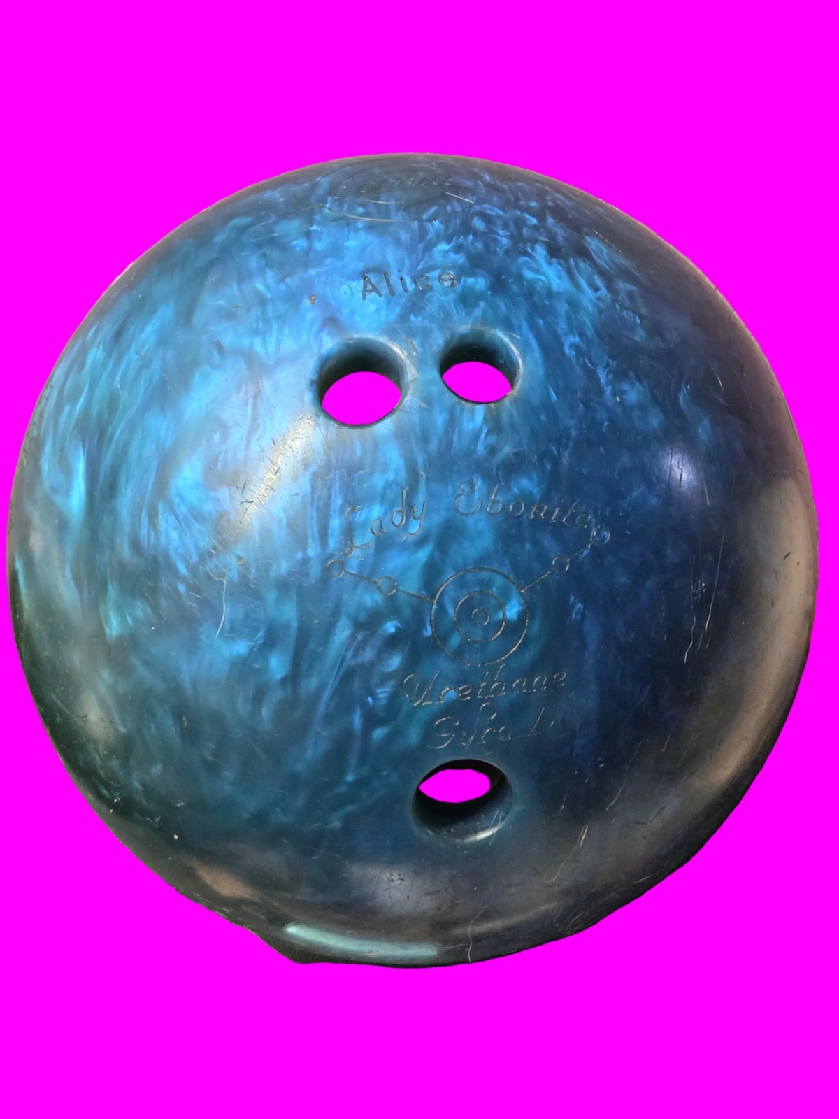 Beautiful Blue Lady Ebonite Urethane ... 10 Lb Bowling Ball 🎳 Engraved Alice!!
