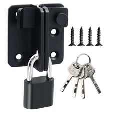 Flip Latch Gate Latches Set with Padlock,Slide Bolt Latch Safety Door Lock Ca...