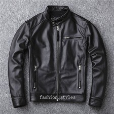 Genuine Leather Jacket Men's Short Handsome Stand-up Collar Motorcycle New Coats