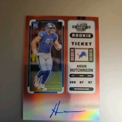 2022 Panini Contenders Optic Aidan Hutchinson Lions Red Rookie Ticket Auto #102