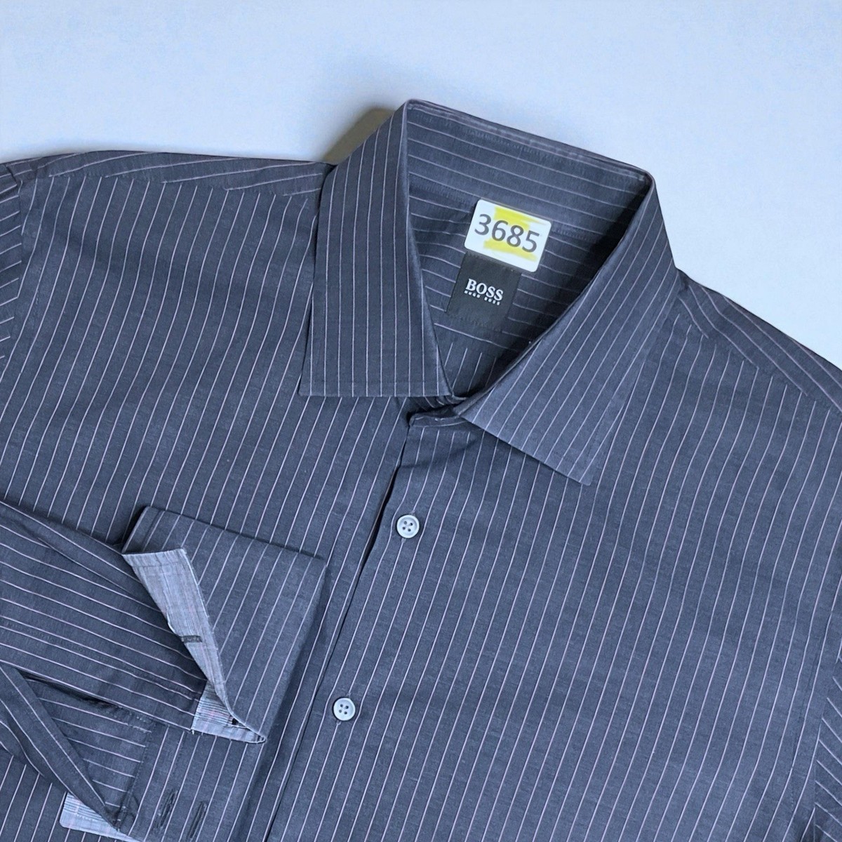 Hugo Boss Mens XL Black Dress Shirt Button Up Long Slv French Cuff Regular  Fit | eBay