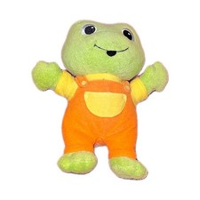 Green Frog Plush Stuffed Animal Toy with Orange Overalls Small 6-14 in 3-4 Years