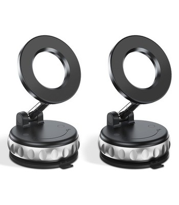 Avischai 2-Pack Vacuum Suction Magnetic Phone Holder for Car Dashboard, Black 