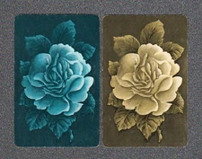 Vintage Swap Playing Cards Pair of Monotone Pretty Flowers Cards