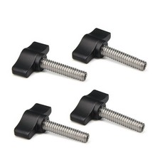 4pcs 1/4"-20 x 1 Thumb Screw Stainless Steel Standard/Coarse Thread Black Alu...