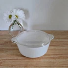Vintage PYREX 472 Opal Milk Glass 1.5 Pint Casserole Baking Dish with Clear Lid
