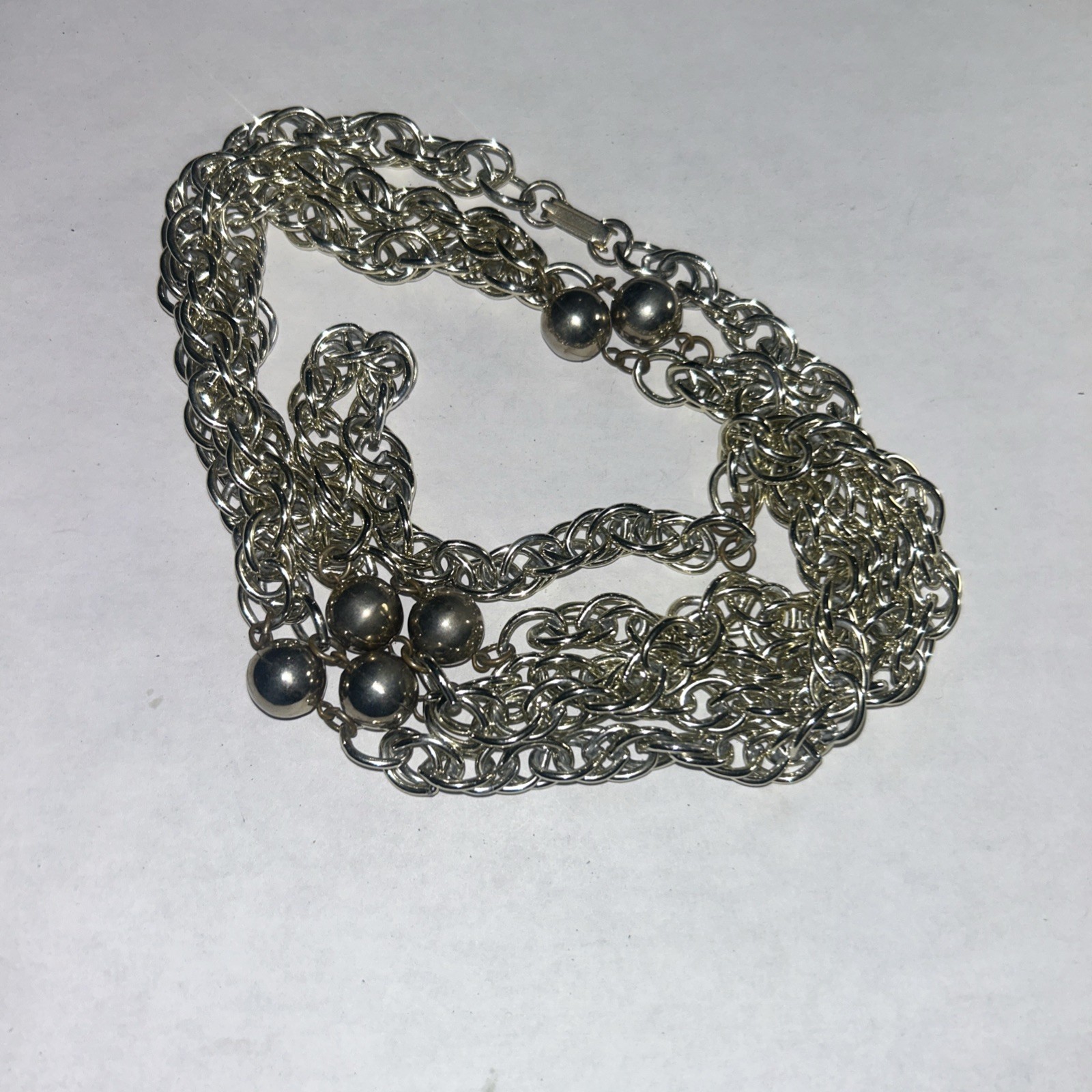 Chain Necklace With Silver Colored Beads